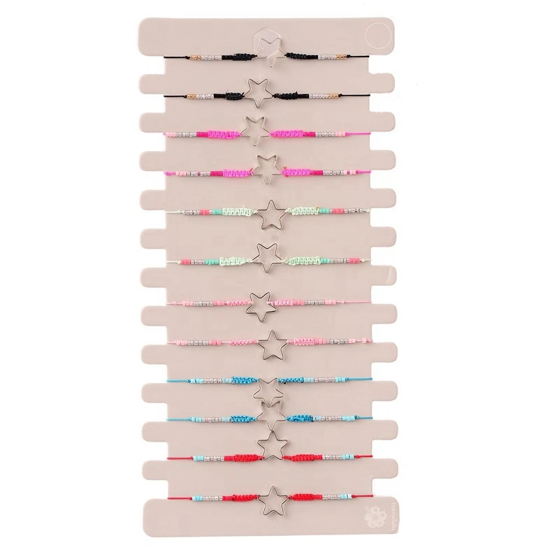 Пентаграмма Плетеный рисовый бисер браслет 12 комплектов многоцветных аксессуаров