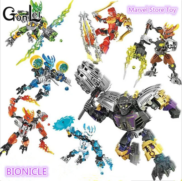

BIONICLE series XSZ 706 jungle Rock Water Earth Ice Fire protecto action figure Building Block Compatible With legoinged