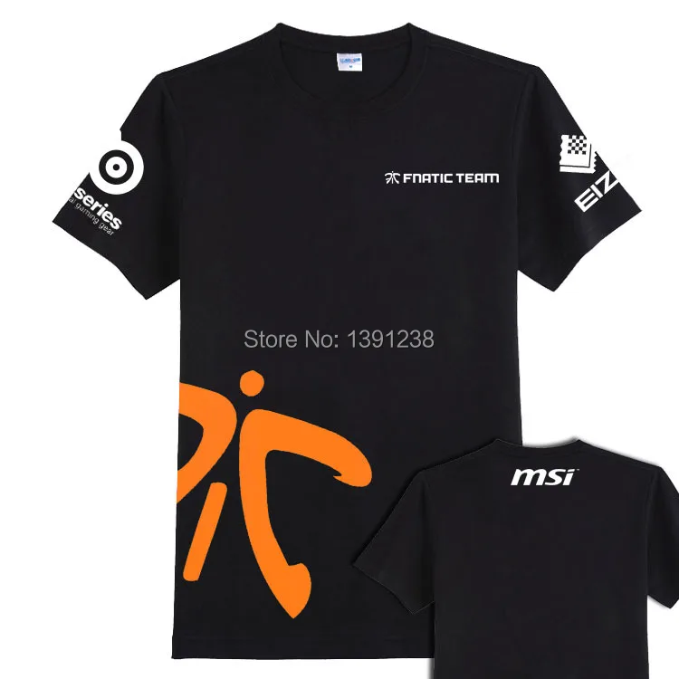

High quality New summer men students game CS Dota2 Fnatic TEAM o-neck cotton personality plus size fashion t shirt
