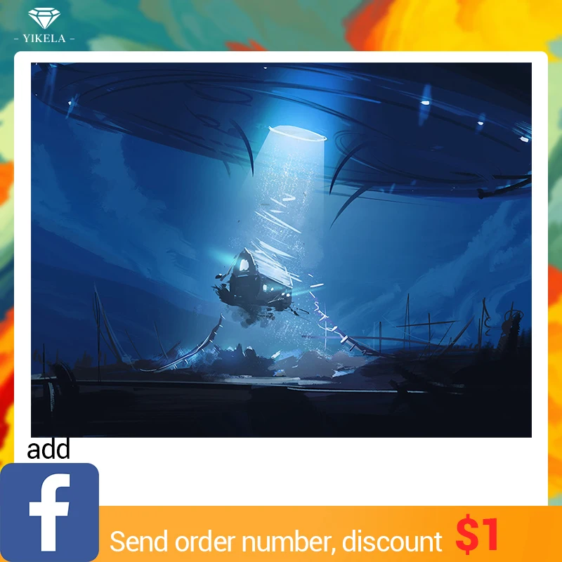 

Full Square DIY 5D Diamond Painting Spaceship Picture Of Rhinestone 3D Mosaic UFO Diamond Embroidery Home Decor Gifts Custom