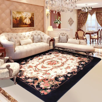 

2019Rose Carving Carpet Luxury Living Room Decorative Carpets Bedroom and Dining Table Large Rug Mat
