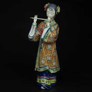 

Shiwan Doll Master Fine Ceramic Ornaments Ancient Times Classical People Play The Flute Beautiful Women Living Room Decor M1240