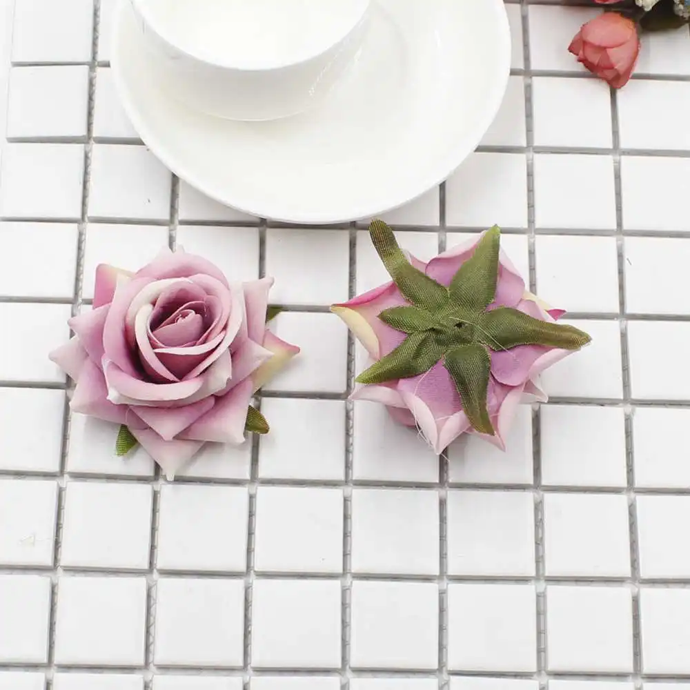 10 шт/7 см Высокое качество фланелевый большой цветок поддельный цветок голова аксессуары для дома украшения DIY свадебный скрапбук Роза торговля - Цвет: Pink purple