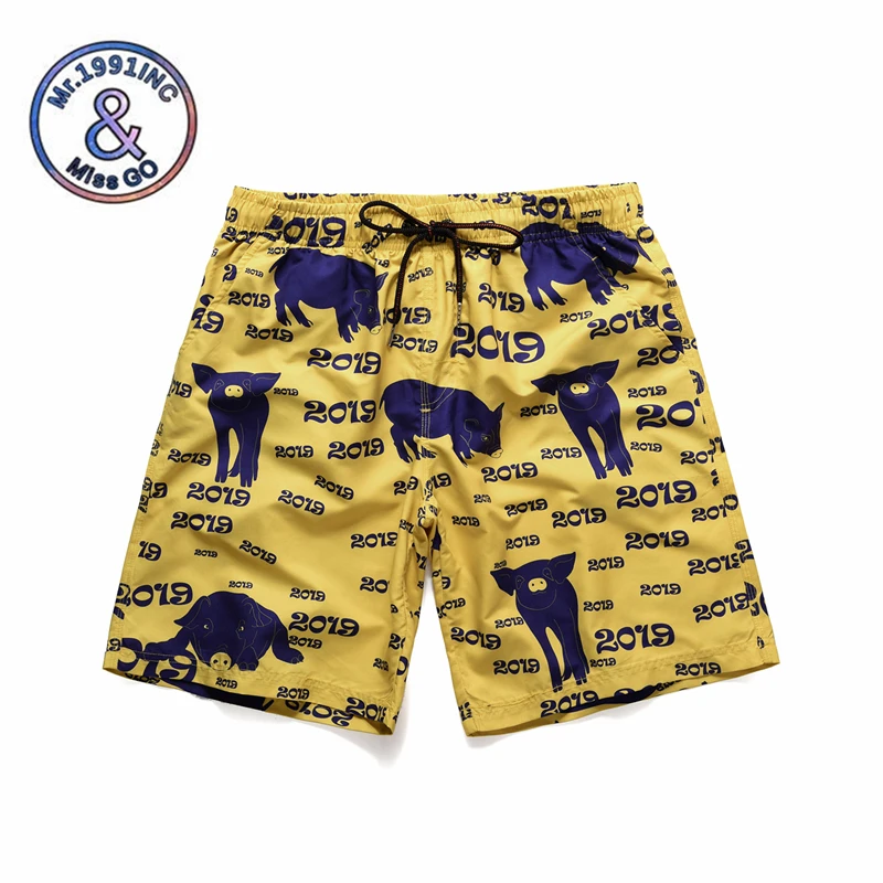 Mr.1991INC быстросохнущие для мужчин пляжные шорты 2019 свинья шорты с принтом мужской бермуды de praia пляжные