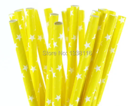 Paper Straws - Yellow & White Stars