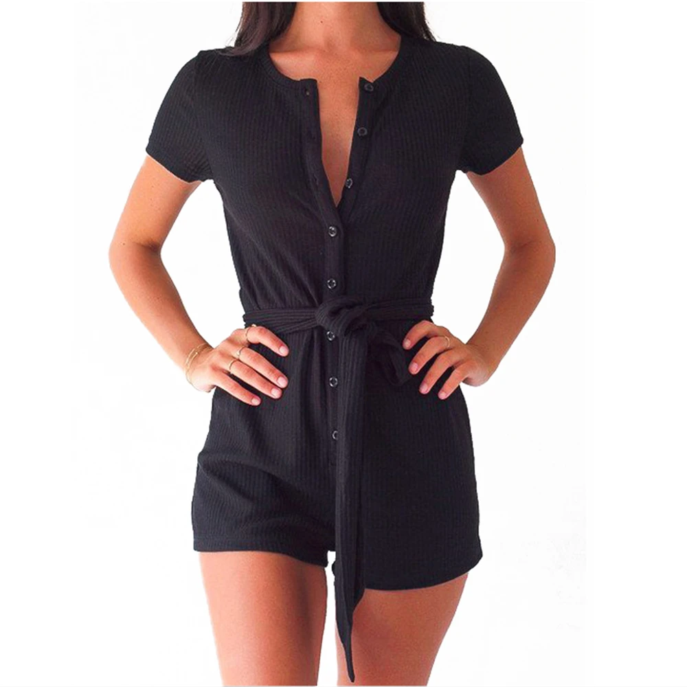 2017 Sexy Lady V Neck Short Sleeve Bodycon Jumpsuit Bodysuit Slim Short