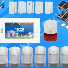 7 дюймов сенсорный экран GSM сигнализация Системы с английским языком/Пособия по немецкому языку/итальянский/голландский меню для опции Беспроводной Комплект охранной сигнализации