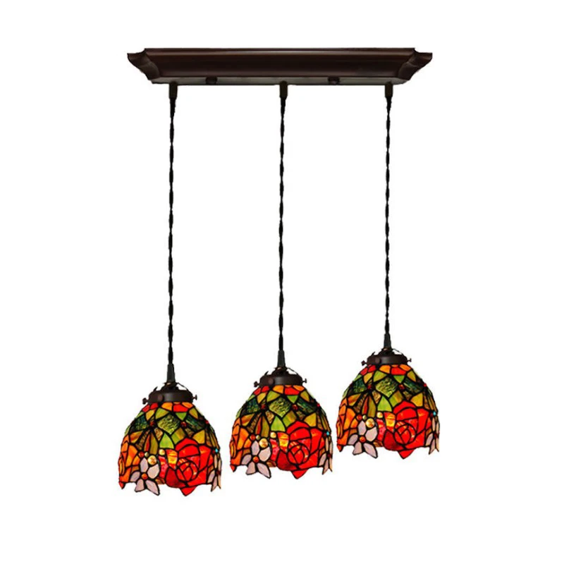 Scandinavian-style-3-LED-Hanging-lamps-Stained-Glass-Art-Deco-Rose-Flower-Wedding-Marriage-Room-Pendant