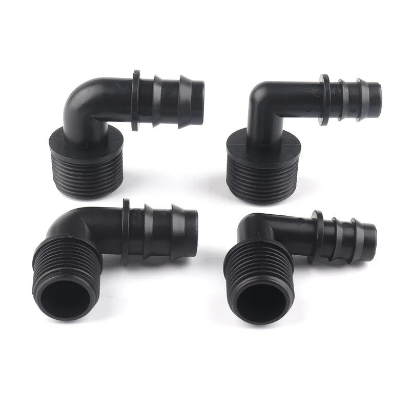 

3pcs 1/2" 3/4" Threaded Elbow Connectors 16 20mm PE Pipe Connector Micro Irrigation Pipe Hose Water Connectors Pagoda Joints