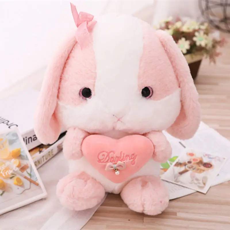 pink 33/48 см милый кролик с сердцем плюшевые Животные мягкие игрушки мягкие детские куклы для игр Валентина подарки на день рождения для девочек - Цвет: pink
