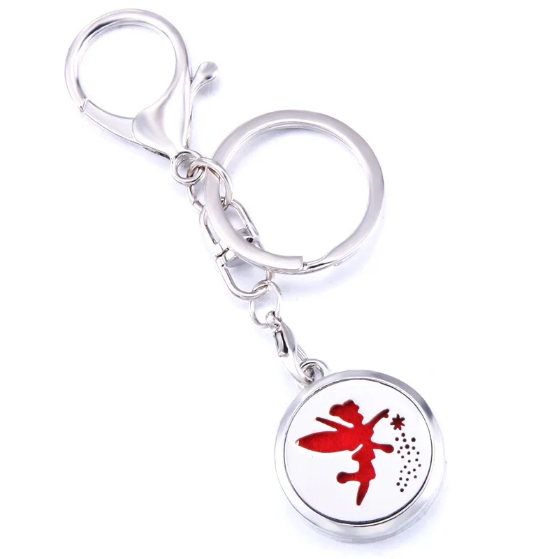 

Butterfly Fairy Aroma Keychain Keyring Open Locket Stainless Steel Perfume Aromatherapy Essential Oil Diffuser Box Car Keychain