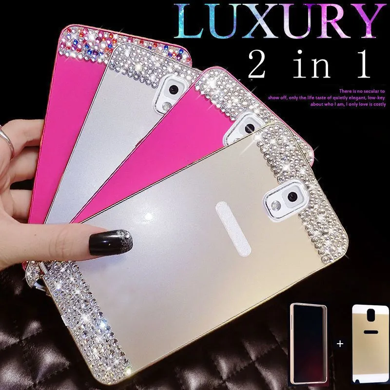 2 in 1 Metal Aluminum Frame Anti-scratch Rhinestone Bling Diamond Cover Case For Samsung Galaxy note 3 4 S3 S4 S5 I9200 |