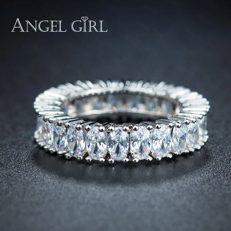 Ангел девушка ювелирное модное кольцо белого золота цвета кольца с овальной формы чистого кубического циркония камень кольцо для женщин вечерние R0081