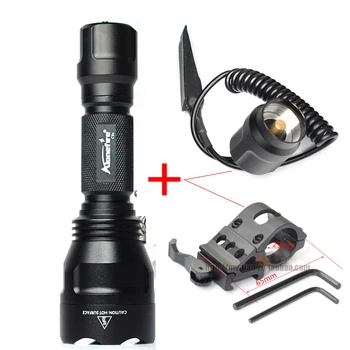 

CREE XM-L2 LED 5 Modes LED Flash Light C8 Tactical Gun Flashlight Torch 2200LM hight light+scope Mount+remote switch