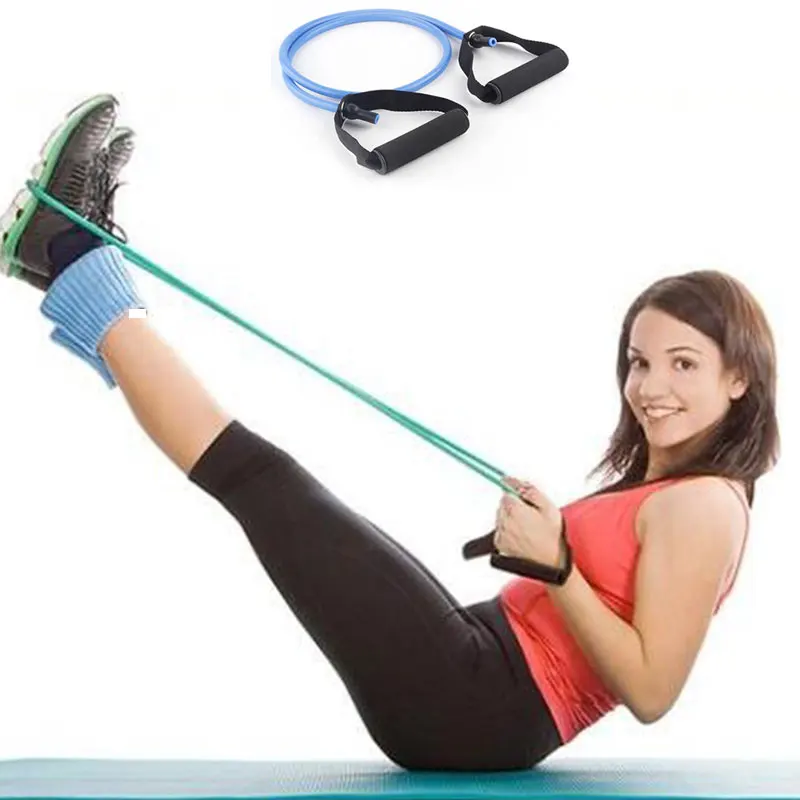 

1pcs Yoga Resistance Bands Fitness Loop Yoga Pilates Rubber Belt Foam Handles Stretch Sport Exercise Elastic Band Workout 1.2m