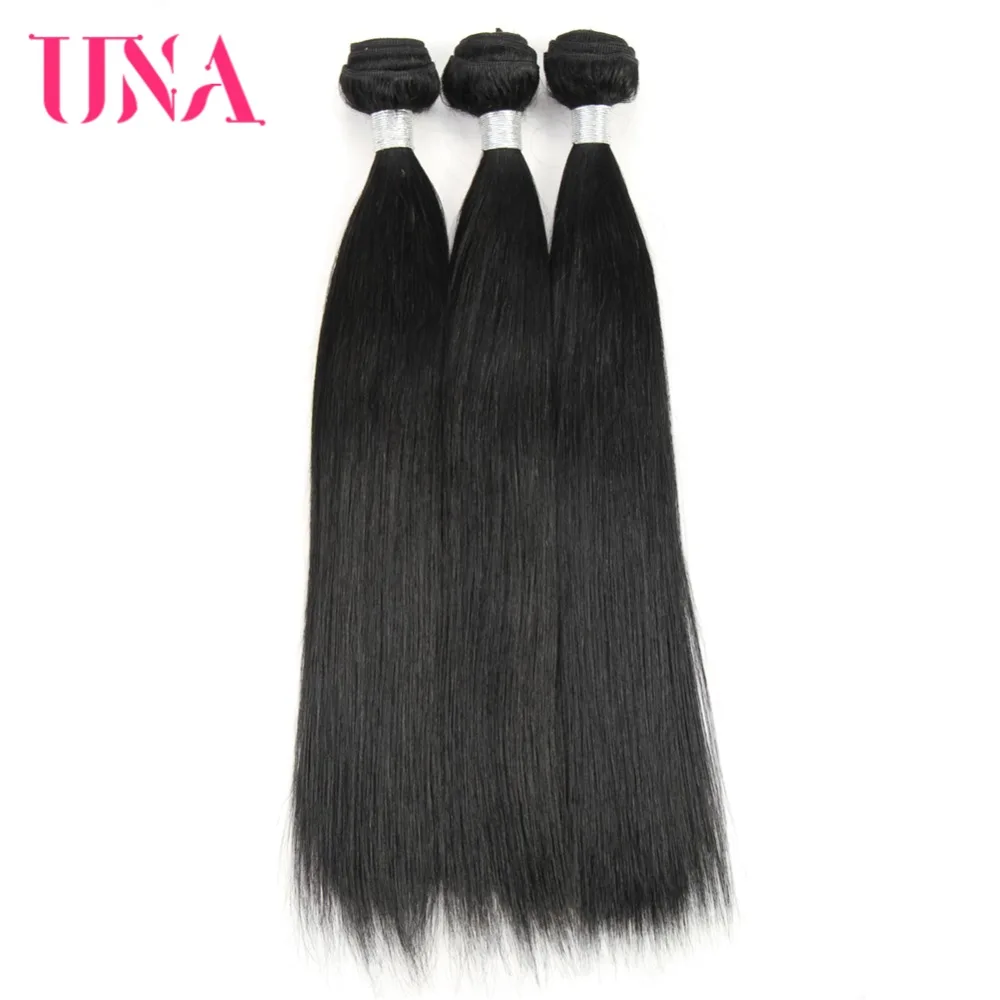 

UNA Human Hair Weave 3 Bundles Deal Straight Hair Weave #1 Brazilian Human Hair Non Remy Hair Extension 10-26 Inches Available