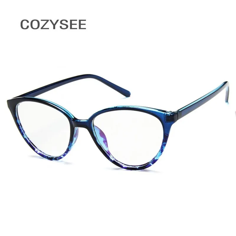 Маленькая леопардовая оправа для очков, маленькие женские очки кошачий глаз, прозрачные винтажные Женские оправы для очков, роскошные Брендовые очки - Цвет оправы: BLUE FLOWER