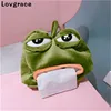 Funny Plush Sad Frog Tissue Box Car Bedroom Dressers Night Stands Paper Tissue Holder Garden Home Decoration Gift Paper Towel 2