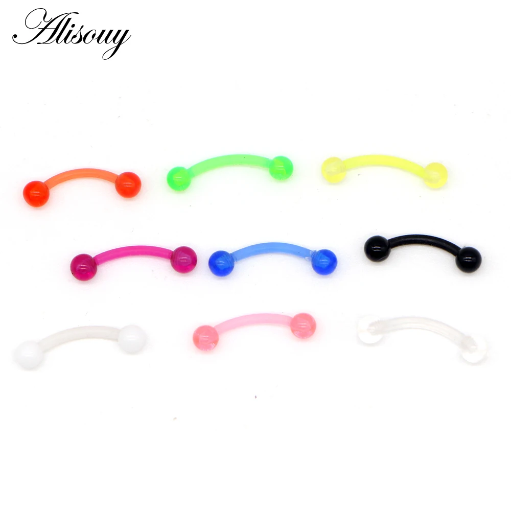 

Alisouy 1pcs Flexible Acrylic Eyebrow ring nail Tongue Nipple Bar Ring Barbell Piercing Body Jewelry nose Piercing Rings