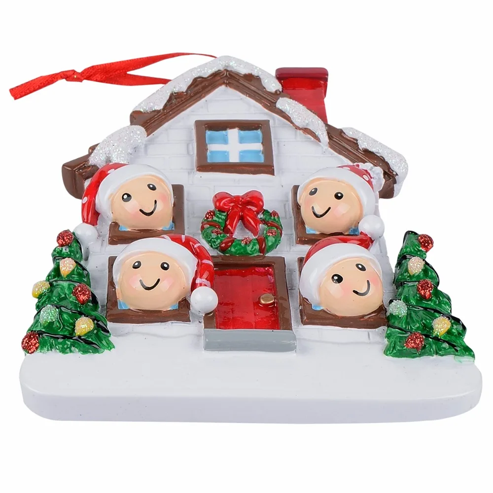 Maxora Resin Gloss Christmas House of 4 Personalized Christmas Tree Ornaments