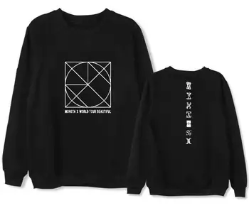 

New arrival monsta x concert be beautiful thin/fleece hoodies men women kpop monsta x pullover o neck sweatshirt for fans