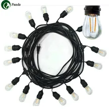 Водонепроницаемый 15 м 15 светодиодный строка светильники для помещения и улицы коммерческих Класс E26 E27 Street патио дворе праздничное освещение гирлянда