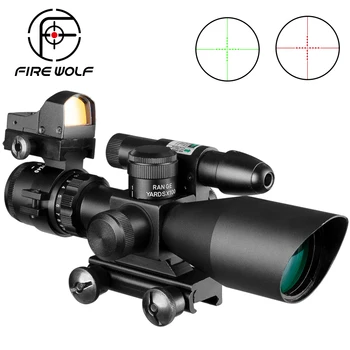 

Fire Wolf 2.5-10x40 Rifle Scope Green Laser illuminated Tactical Airsoft Riflescope Sight Holographic Red Dot Sight Suit