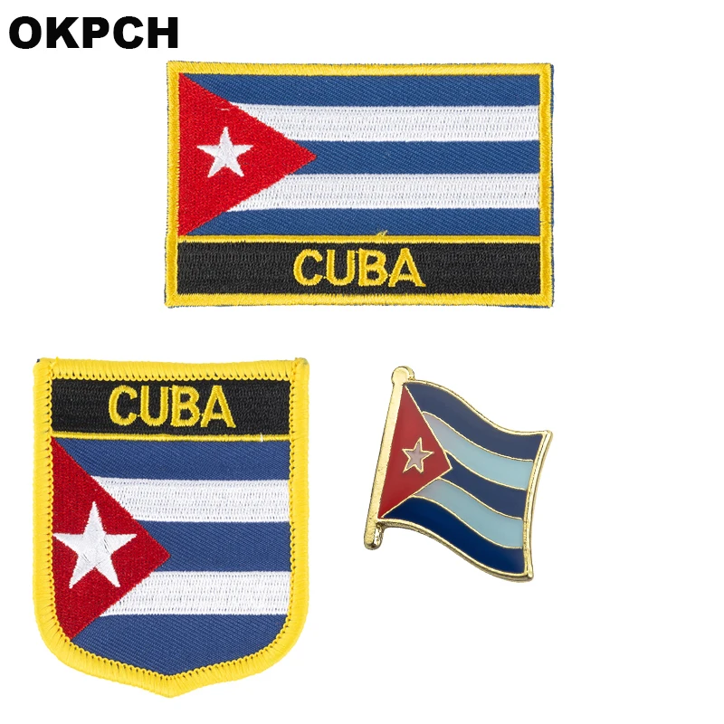 

Cuba National Flag Embroidered Iron on Patches for Clothing Metal badges PT0070-3