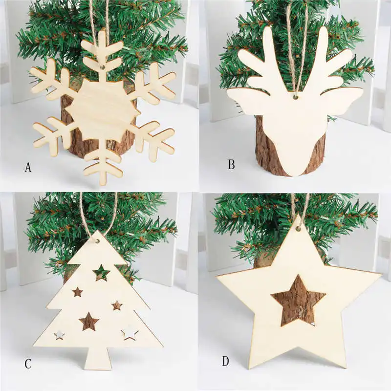 Snowflake Wood Embellishments Rustic Christmas Tree Hanging Ornament Decor #2n7 (4)