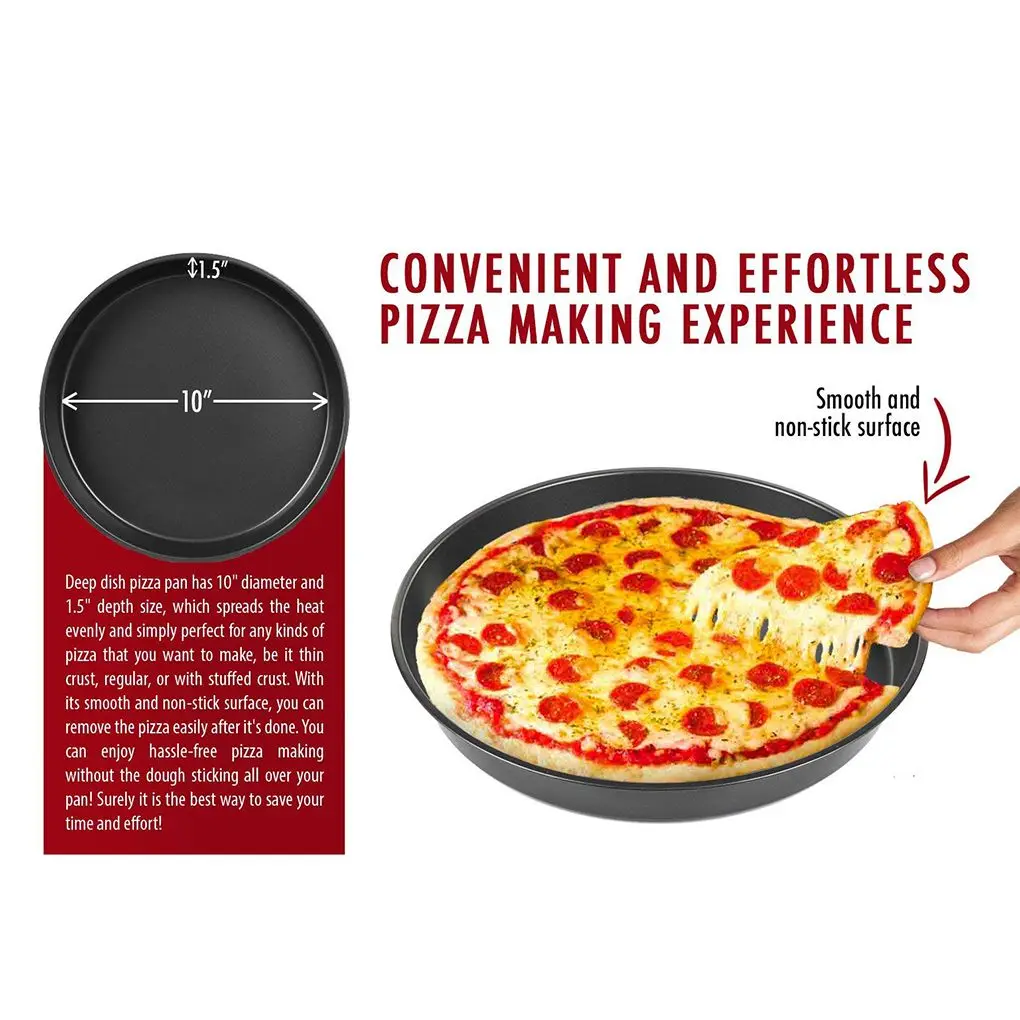 Carbon Steel Non Stick Pizza Pan Oven Baking Trays Mold Microwave Cake