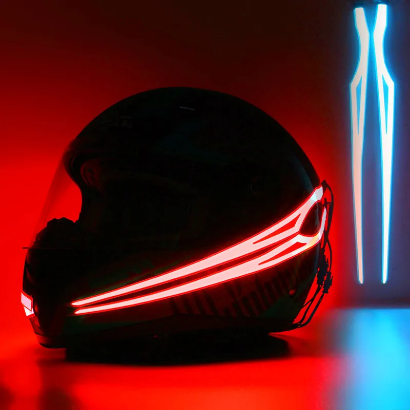 

2-in-1 Rechargeable Helmet Light Strip Glowing Bars EL Cold Light Fashion Flashing Motorcycle Helmet Sticker Night Signal Light