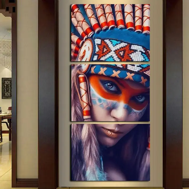 Home Decor Wall Art Canvas Paintings Frame 3 Panel Native American Home Decor Wall Art Canvas Paintings Frame 3 Panel Native American Indian Feathered For Living