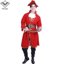 Wechery красное пальто пират Косплэй костюм топы с длинными рукавами с капюшоном Хэллоуин этап Показывает костюмы