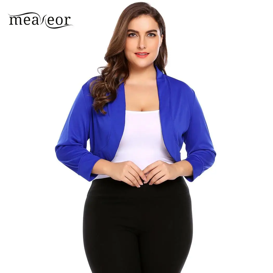 Meaneor женские короткие болеро большие размеры XL 5XL рукав 3/4 осенние пальто