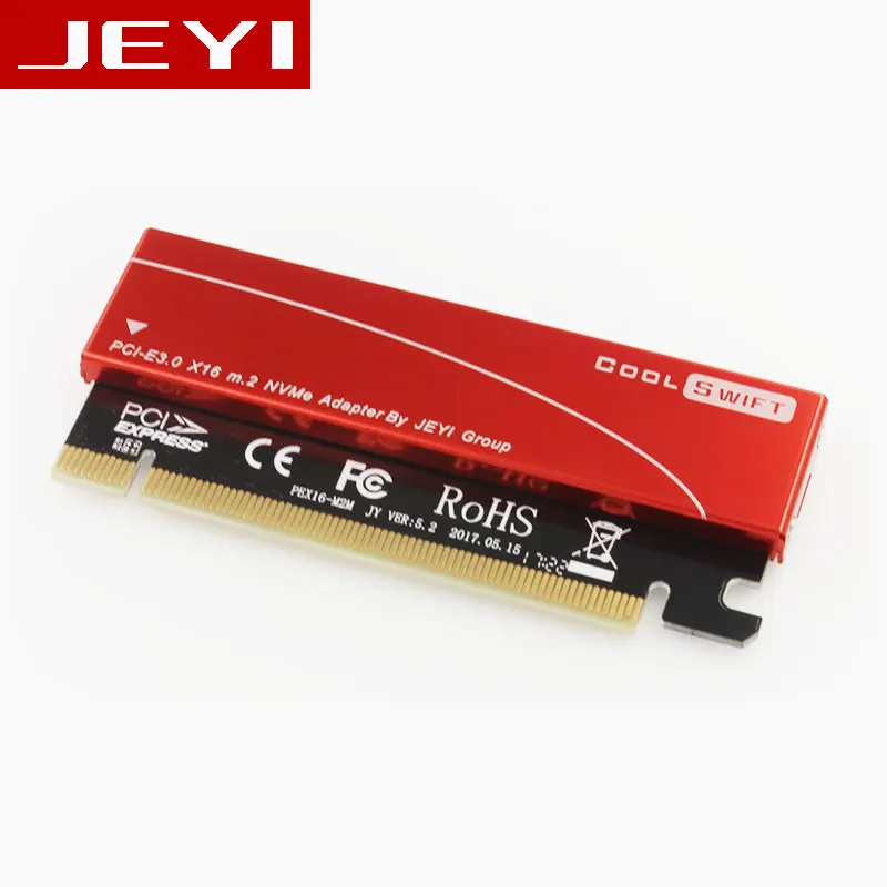 JEYI CoolSwift PCIE3.0 NVME адаптер x16 PCI-E полная скорость M.2 2280 алюминиевый лист теплопроводность кремния вафельное охлаждение