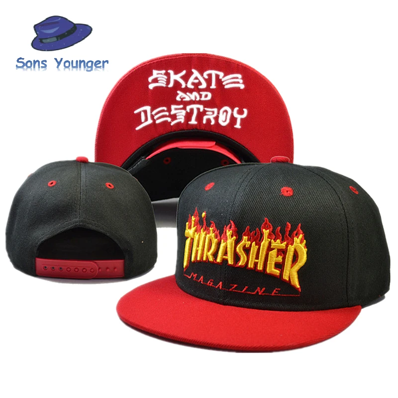 

2017 new brand Thrasher Gosha Rubchinskiy snpback flat brimmed hat baseball cap adjustable hat men and women trend caps