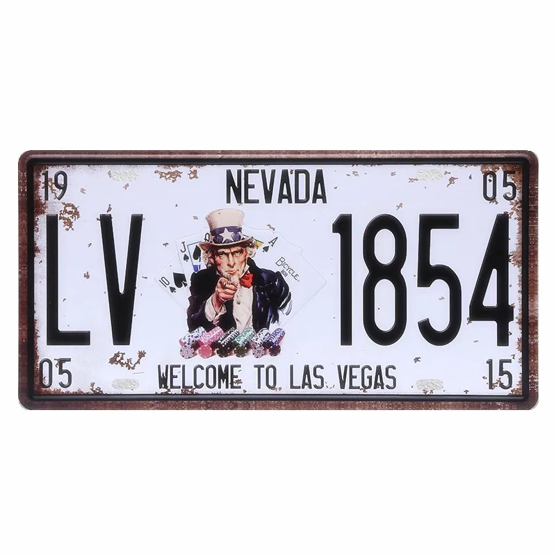 NEVADA Welcome to LAS VEGAS Vintage Car Plate Metal Signs