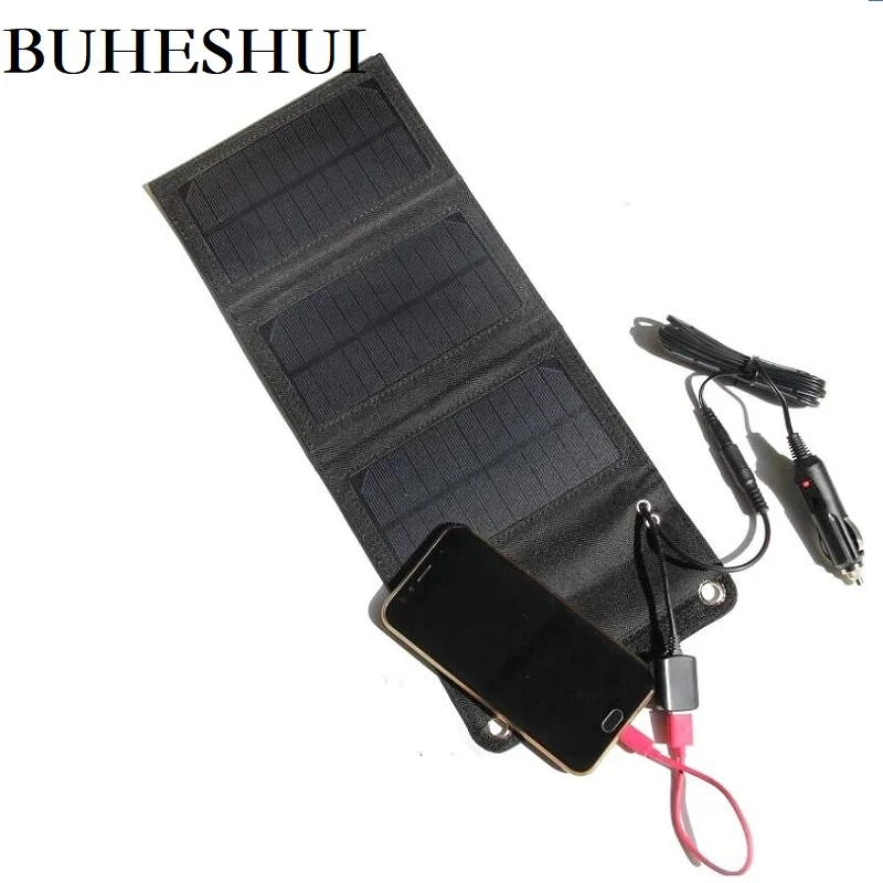 

BUHESHUI 5V/12V 18V 6W Solar Panel Charger USB+DC Output Portable Solar Charger Bag For Mobile Phone /power Bank 12V Battery