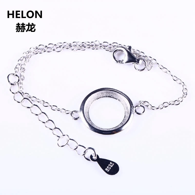 

Sterling Silver 925 Semi Mount Bracelet Chain Link for 11x11mm Round Cabochon Gemstone Setting Women Fine Jewelry Cute Romantic