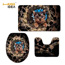 HUGSIDEA мягкая печать животных Собачий Туалет сиденья, теплые фланелевые мех ткань сиденье для унитаза держатель, ванная комната Туалетная панель коврик