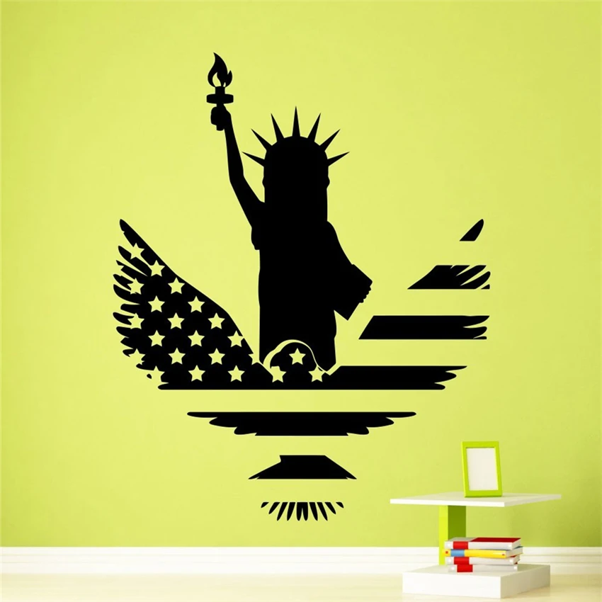 Art Decor Statue of Liberty Wall Decal USA Flag Vinyl ...