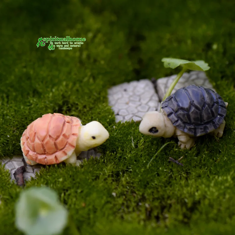 Ornaments Bryophyte Micro Landscape Meaty Plants Two Colored Small Turtles Tortoise Shells for Diy Home Decor Miniature Garden ornament crafts miniature figurines resin ornaments miniature ornament resin crafts