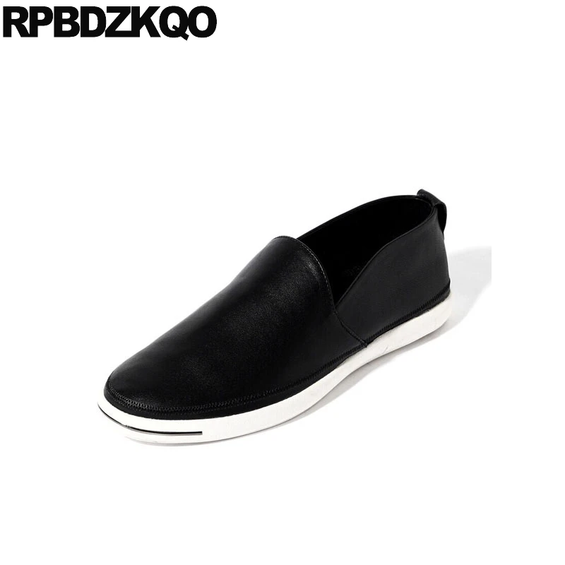 

comfort trainers genuine leather runway spring black 2018 sneakers skate solid slip on real men shoes brand casual british style