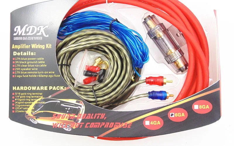 6GA Car Power Subwoofer Amplifier Speaker Installation Audio Wire Cable Kit Fuse Holder