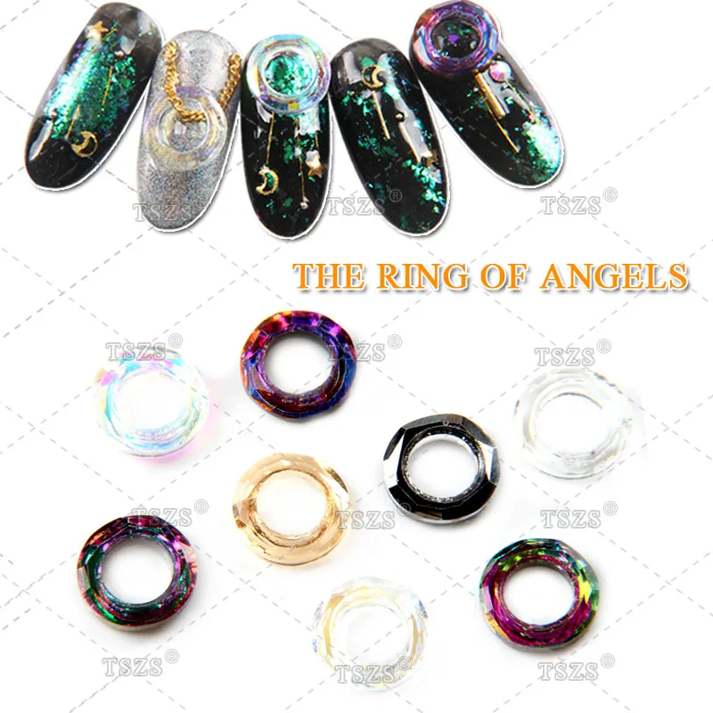 

15pcs/lot Angel Ring Circle Crystal Diamond 3D Nail Art Decorations Aurora Mermaid Gradient Chameleon