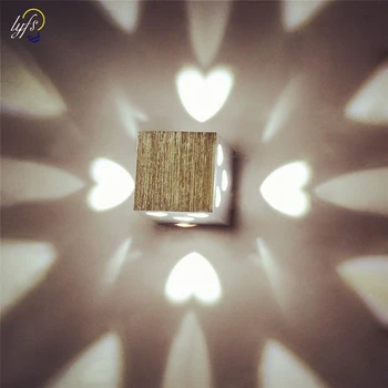 

lyfs lamparas led Modern Brief Cube heart Light Mounted 3W LED Wall Lamp indoor decoration Aluminum Wall Lights AC85-265V