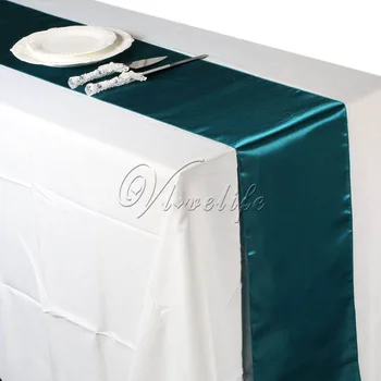 

Free Shipping 10PCS Teal Blue Satin Table Runners 12" x 108'' Wedding Party Banquet Decorations 30cm x 275cm