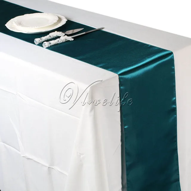 Free Shipping 10pcs Teal Blue Satin Table Runners 12 X 108 Free Shipping 10pcs Teal Blue Satin Table Runners 12 X 108 Wedding Party