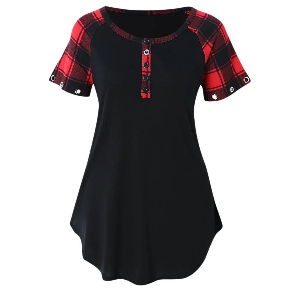 

Rosegal Plus Size Plaid Panel Tunic T Shirt Raglan Sleeve Checked Long Sleeve Casual Women Plaid Pattern Round Neck Tees 2019