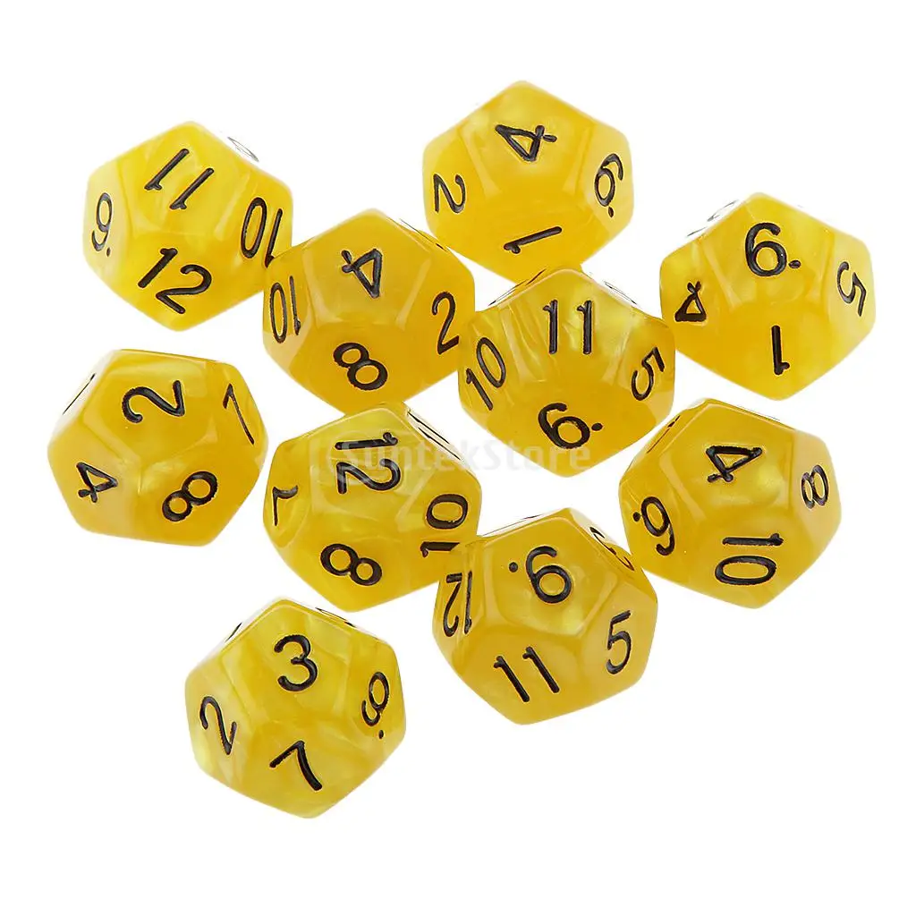 MagiDeal 10 шт многогранные игральные кости D6 D10 D12 игральные кости D& D RPG Вечерние игры Кубики цифровые настольные игры Кубики